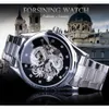 Forsining Diamond Montre Design Silver Stainless Automatic Dragon Display Men Homme Luxury Watches Wrist Brand Classic Top Steel H325D