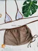 Women's Swimwear Sexy Brown 3 Piece Bikini Set Women Halter Hollow Out Mesh Skirt Swimsuit 2023 Summer Bathing Suit Tie Side TriangleH24222