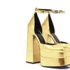 Chunky Heel Mary Jane Platforma Kobiety Golden Sier Square Square Stopa wysokie obcasy pompy bankiet