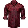 Rode Bloemen Paisely Luxe Shirts Voor Man Club Wear Zijden Mannen Shirt Hoge Kwaliteit Lange Mouw Singal Breasted Lente herfst Mannelijke Tops 240125