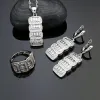 Zestawy Klasyczne 925 Srebrne zestawy biżuterii ślubnej dla kobiet białe kryształowe kolczyki/pierścienie/wisiorek/naszyjnik