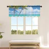 Cortina de cocoteros junto al mar, ventana pequeña de tul transparente, corta, para dormitorio, sala de estar, decoración del hogar, cortinas de gasa