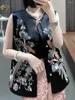 Coletes femininos camisa bordada estilo chinês colete retrô exterior top