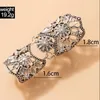 Bagues de cluster Rétro Antique Couleur Argent Creux Fleur Knuckle Pour Femmes Hommes Punk Géométrie Sculpture Alliage Bijoux De Fête Anillo