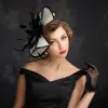 Snapbacks Femmes chic Sinamay Fascinator Hat Tail Mariage de mariage Église Headpiece Fashion Headwear Feather Feather Hair Accessoires