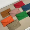 Womens Ultra-thin Ins Style Genuine Leather Card Holder Fashion Mini Short Envelope Wallet Korean Japan Credit Card Case Purse