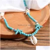 Pendant Necklaces Trendy Bohemia Nature Stone Shell Starfish Pendant Necklace Jewelry Beaded Chain Conch Choker Y Simple For Dhgarden Dhu3Z