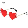 Sunglasses Rimless Fire Heart Shaped Costume Accessories UV400 Protection Party Favor Eyewear Halloween Glasses