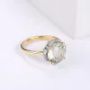 Rings LP 3.76CT Natural Green Amethyst Quatrz Diamond Real Diamond Ring For Women Solid 14K Yellow Gold Fine Gemstone Jewelry