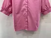 여자 블라우스 2024 여성 패션 짧은 슬리브 섹시한 캐주얼 라펠 느슨한 단순 셔츠 단순 셔츠 탑 0603