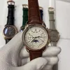 Часы супер сложности 5270G Автоматические мужские часы Moon Phase Сложный серебряный циферблат Часы с вечным календарем Черная кожа