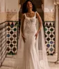 Saudi Arabia Mermaid Wedding Dresses Sexy Spaghetti Straps 3D Floral Appliques Ruffles Bridal Gowns Vintage Boho Summer Bride Dress