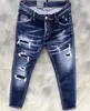 Mens Jeans Man Pants Designer Blue Skinny Stickers Light Wash Ripped Motorcykel Rock Revival Joggers Men