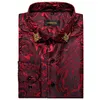 Rode Bloemen Paisely Luxe Shirts Voor Man Club Wear Zijden Mannen Shirt Hoge Kwaliteit Lange Mouw Singal Breasted Lente herfst Mannelijke Tops 240125