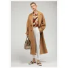 Trench New Highend Camel Double Breasted Cashmere Coat Women's Medium Long Wool Woolen Coat for Women