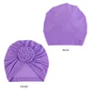 Vêtements ethniques Femmes Turban Twisted Braid Plaque Fleur Décor Headwrap Musulman Lady Couverture De Cheveux Bonnet Head Wear Solide Couleur Inde Chapeau