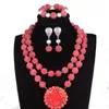 Dudo Nigerian Coral Beads Netclace Women 2 طبقات أقراط وسوار محدد لحفلات الزفاف 2024