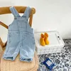 Milancel Yumuşak Yıkanmış Denim Kids Bebek Tulumları Erkekler ve Kızlar Ön Cep Katı Tek Yüzey Pantolonları 1-7y 240220 için