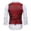 Męskie dodatkowe jedwabne kamizelki Wedding Paisley Solid Floral Waistcoat Vest Kieszonkowy krawat zestaw zestaw steampunk plus