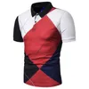 Męska koszula polo polo 2024 Summer Casual Bloard Bloard Print Slim Lapel krótko-rękawowe T-shirt Mężczyźni
