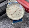 U1 AAA Bretiling 46mm Navitimer Yeşil Diyal İzle Otomatik Mekanik Hareket Gümüş Dial 50. Yıldönümü Erkekleri Paslanmaz Çelik Kayış Kol saati J750