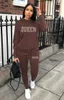 Women's Two Piece Pants Tracksuit Suit Autumn Fashion Warm Sweatshirts Drilling Long Sleeve Tops And Trousers Sets Womens Outifits