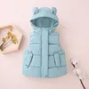 Manteau d'hiver pour enfants, gilet à capuche, couleur unie, chaud, pour bébé garçon, veste rembourrée en coton, sans manches, pour tout-petits filles, automne, 2024