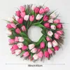 Couronne de tulipes décoratives, fleurs artificielles pour porte, brindille florale, printemps et été pour devant
