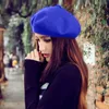 Boinas Ah!Gorro feminino de lã estilo artista francês, gorro quente de inverno retrô, boina lisa, cor sólida, elegante, boné de outono