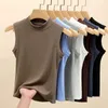 Frauen Tanks Rundhals Camis Weste Frauen Sommer Dünne Gewinde Unten Hemd Schlanke Ärmellose Tank Top Kleidung Casual Crop Tops