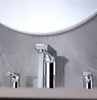 Badrumsvaskar kranar högkvalitativ mässingskran Tre hål två handtag bassängblandare kran lyx krompläterad kall lavabo