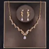 Back Gold Color Brud Smycken Set Crystal Rhinestone Tiara Crown Necklace Earring Set Women Wedding Accessories Smyckesuppsättning