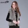 Fourrure ZDFURS * Nouveau classique femmes naturel réel gilet de fourrure de lapin fourrure de raton laveur col garniture fourrure Gilet/vestes tricoté lapin fourrure Gilet