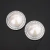 Ohrringe 2023 Trend 25MM weiße große Perlen-Ohrstecker für Frauen, Labordiamant, feiner Schmuck, elegante weibliche Jahrestagsgeschenke, Accessoires