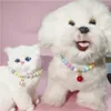 Hundekragen Verstellbare Haustier Perlen Halskette Accessoires für Katzen Tiere Mode Strass Cat Halsband Kätzchen Collier Chat