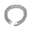 Simple and fashionable Cuban bracelet full of diamonds ins hip hop fashion personality men and womens titanium steel bracelet