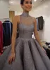 2024 Luksusowe kryształowe cekiny Prom Formal Dress High Szyja długość podłogi Wyglądaj na tylne wieczorne suknie imprezowe satynowe