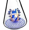 Zwei Stypes, gerader Typ, grün-blaue Glas-Wasserbongs mit Logo-Glas-Wasserpfeifen, 14-mm-Innengewinde, Schüssel auf Lager