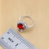 Zestawy naturalne 925 Srebrna biżuteria Czerwony cyrkon biały CZ CHARM CHARMINGS Wisianek Naszyjnik Pierścień Bracelety Zestawy biżuterii dla kobiet