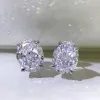 Orecchini di lusso 100% 925 argento massiccio 8 * 10mm quarzo rosa topazio orecchini con diamanti ad alto tenore di carbonio per le donne regalo di gioielleria raffinata per le donne