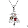 Pendentif Colliers Nouveauté arbre de noël Zircon chaîne collier pour femmes or Rose palté cuivre élégant pendentifs bijoux Dhgarden Dhabq