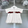 Luxo crianças terno de manga curta criança camiseta conjunto bebê fatos de treino tamanho 100-150 verão listra emenda camisa polo e shorts 24feb20