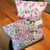 Storage Bags Sweet Purple Daisy Pink Tulip Floral Clutch Makeup Bag Cosmetic Toiletries Make Up Travel Organizer Pouch