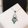 Beaded Necklaces S925 Silver Inlaid Natural Emerald Necklace Collar Chain Fashionable Exquisite Noble Elegant Women's Style Super Beautiful