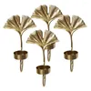 Titulares de vela 4 pcs luz luxo folha parede pendurado titular ouro decoração ferro castiçal