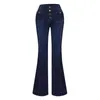 Женские джинсы с высокой талией-клеш для женщин, весенне-летние узкие джинсовые брюки-клеш, женские сексуальные джинсовые брюки с эффектом пуш-ап на пуговицах