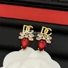 드롭 다이아몬드 귀걸이 편지 금도금 드롭 스터드 매력 마력 나비 라인 스톤 스터드 발렌타인 선물 상자