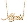 Alexis Naam Ketting Aangepaste Naamplaat Hanger voor Vrouwen Meisjes Verjaardagscadeau Kinderen Beste Vrienden Sieraden 18k Verguld Roestvrij Staal