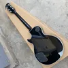 Factory Custom Black Electric Guitar with White Binding and Neck,Black Hardwares,Pearl Fret Inlay,rosewood fretboard,active pickups,Can be Customized 369