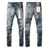Designer Purple Jeans Herr- och kvinnors sommarhål högkvalitativa broderade herrlila jeans29-40